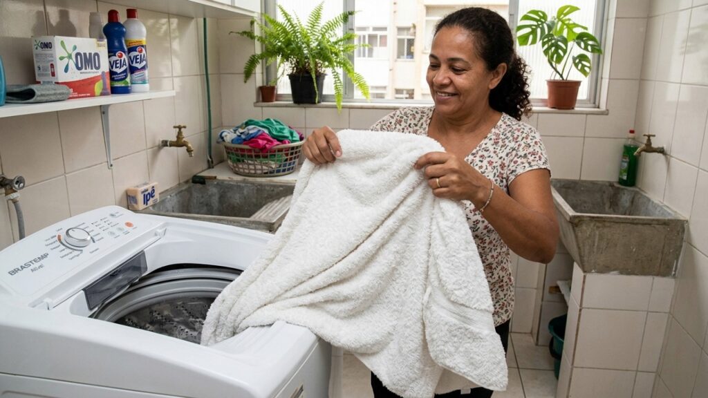 Especialistas em limpeza alertam: colocar amaciante na máquina pode deixar as toalhas mais ásperas e menos absorventes com o tempo