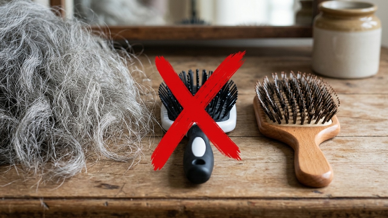 Especialistas concordam que evitar escovas de plástico pode ajudar a reduzir o frizz dos cabelos grisalhos e deixar os fios mais alinhados