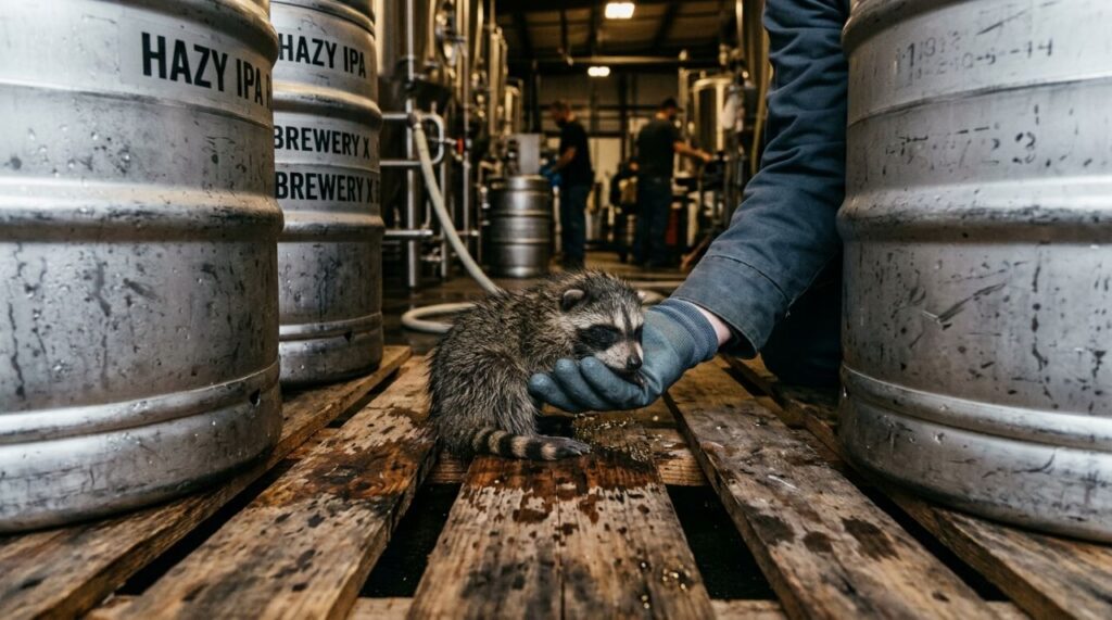 Funcionário de cervejaria encontra bebê molhado e escondido entre barris durante descarga de suprimentos