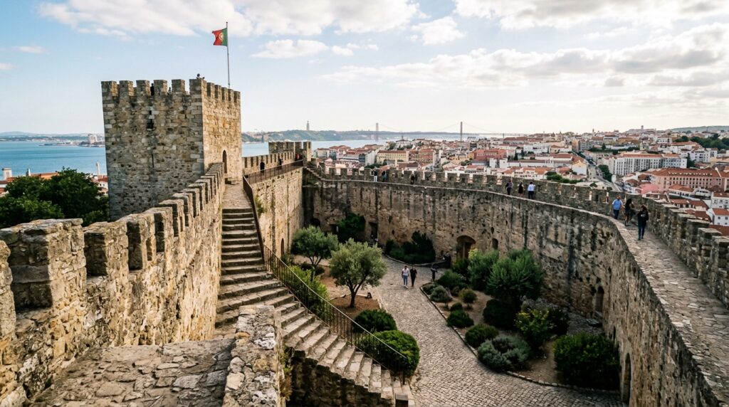 Construído no século XII para defender a região de ataques e controlar importantes rotas comerciais, o Castelo de São Jorge tornou-se um dos maiores símbolos de Portugal e da história medieval europeia
