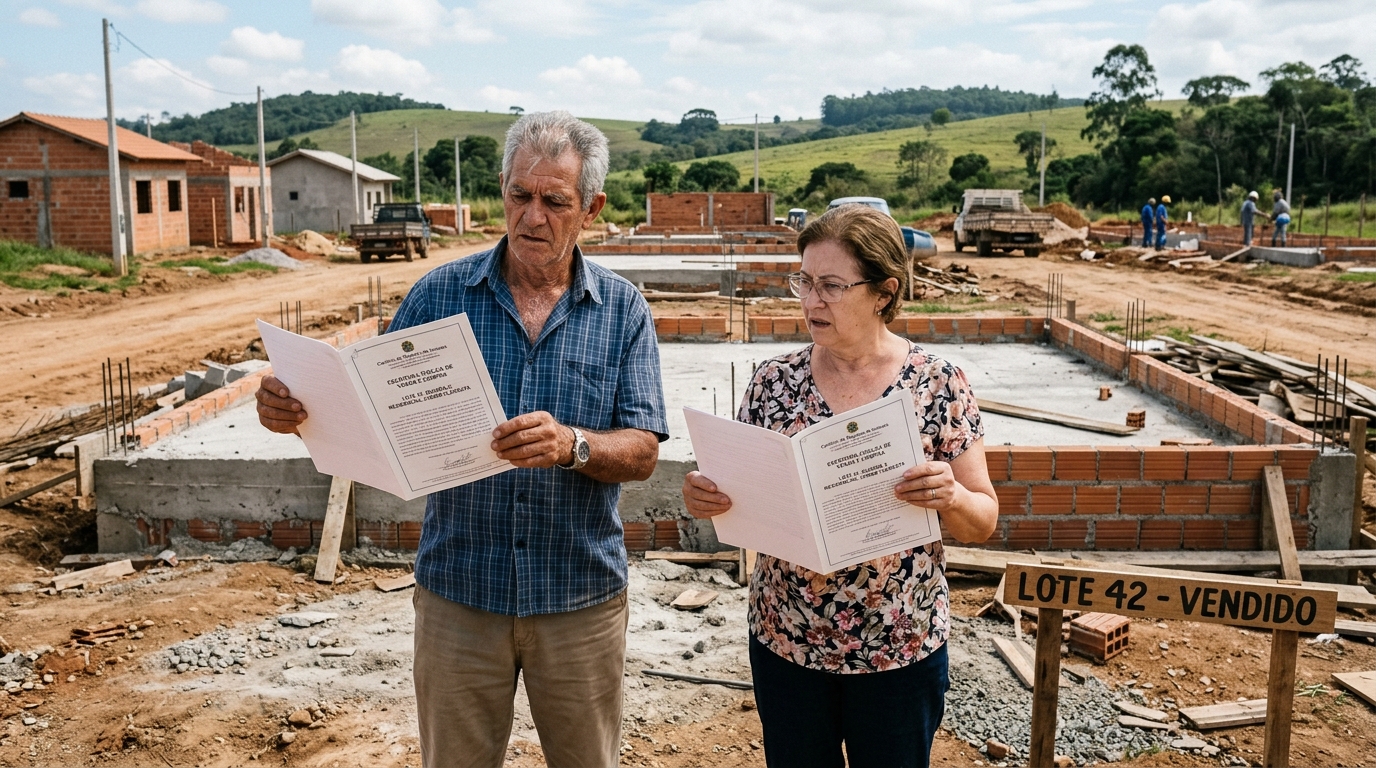 Aposentado compra terreno de R$ 60 mil com escritura registrada em cartório, começa a construir e descobre que o lote foi vendido para duas pessoas diferentes com o mesmo documento