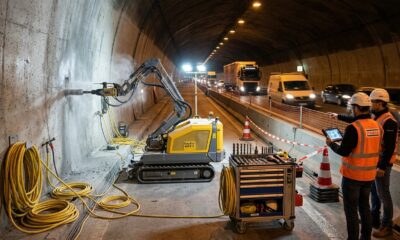 Robô substitui 5 trabalhadores em túnel que recebe 120 mil carros por dia e perfura quase 9 mil pontos no concreto