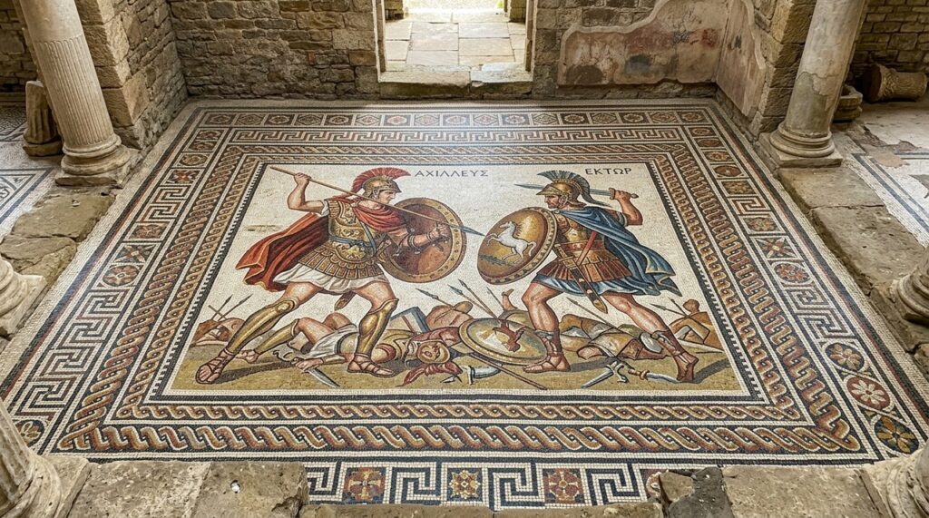 Mosaico grego de 800 quilos é encontrado preservado após permanecer escondido por mais de 1.800 anos sob uma antiga residência