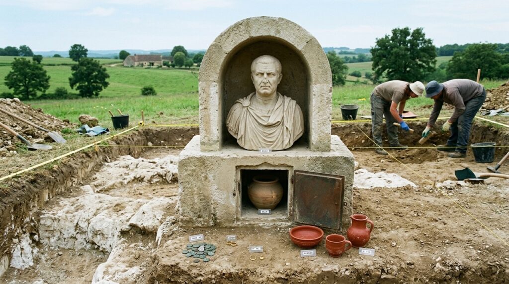 Descoberta na França a tumba romana de quase 2 mil anos encontrada com moedas, cerâmicas, joias e objetos pessoais preservados durante escavações
