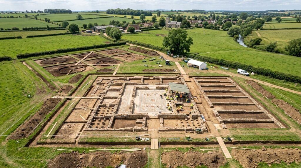 Mosaico romano de 600 quilos é encontrado preservado após permanecer escondido por mais de 1.500 anos sob uma antiga vila