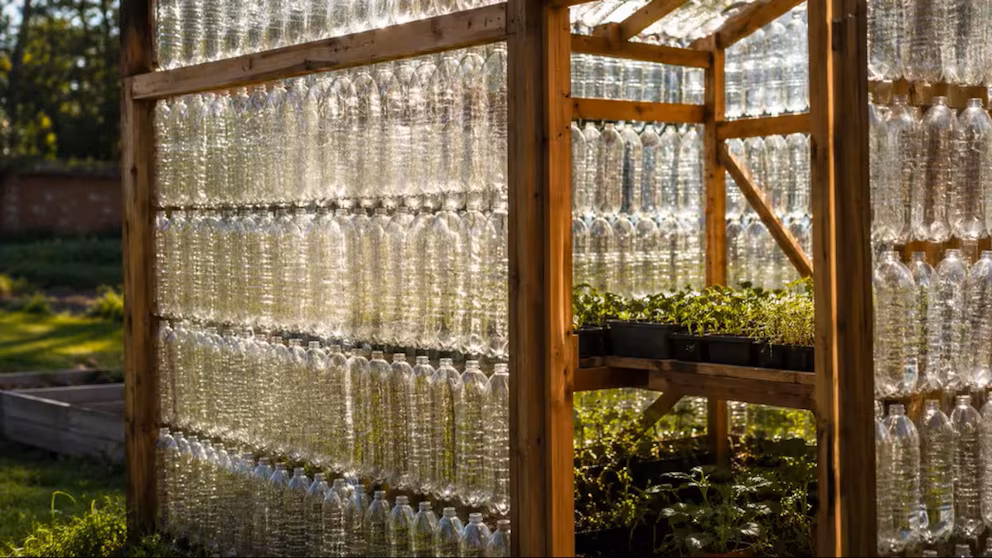 Uma escola construiu uma estufa usando 2.000 garrafas de plástico e hoje funciona como sala de aula e espaço de cultivo, envolvendo toda a comunidade em atividades ligadas à sustentabilidade