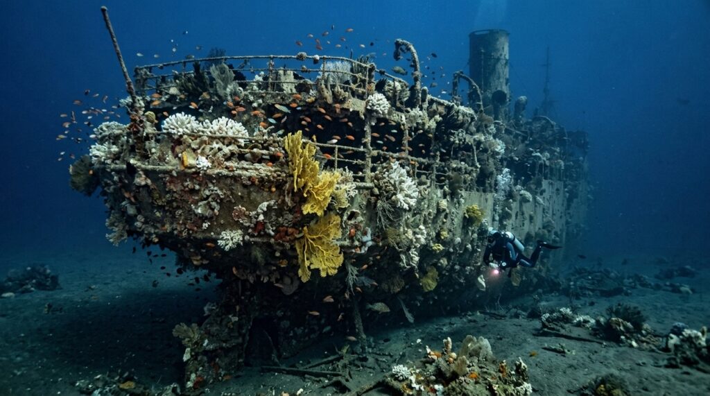 O naufrágio de um cargueiro britânico da Primeira Guerra Mundial, raro no mundo, descoberto quase intacto no fundo do mar na Itália