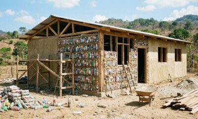 Eles construíram uma escola usando 8.000 garrafas de plástico e as transformaram em "ecotijolos"