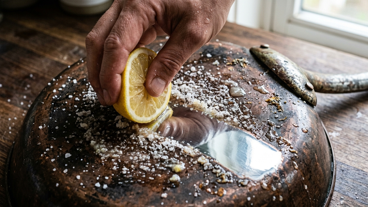 Esfregar suco de limão com sal grosso em panelas de cobre: a receita caseira para remover manchas escuras e devolver o brilho espelhado
