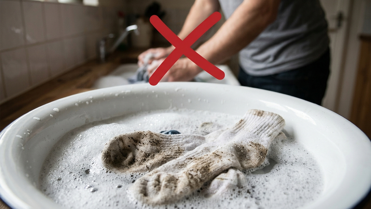 Deixar meias encardidas de molho com água oxigenada e sabão de coco: a técnica simples que remove a sujeira escura do calcanhar sem esforço