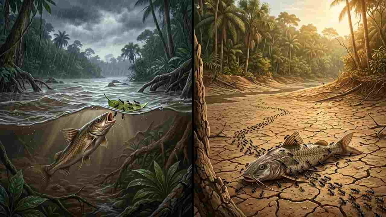 O que significa o provérbio: "Quando a água sobe, o peixe come a formiga; quando ela baixa, a formiga come o peixe"?