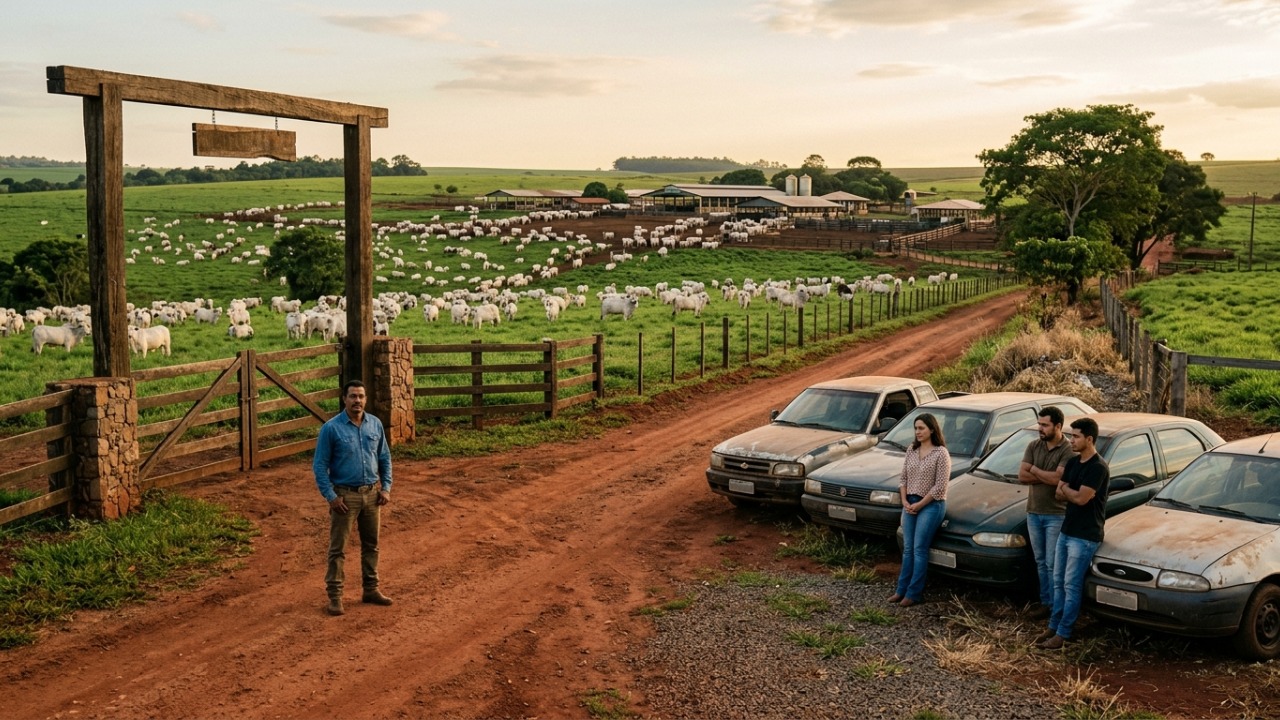 Pai deixa fazenda de R$ 47 milhões e 3 mil cabeças de gado para apenas um filho, enquanto os outros três recebem 4 carros antigos, mas a lei pode obrigar a refazer a divisão