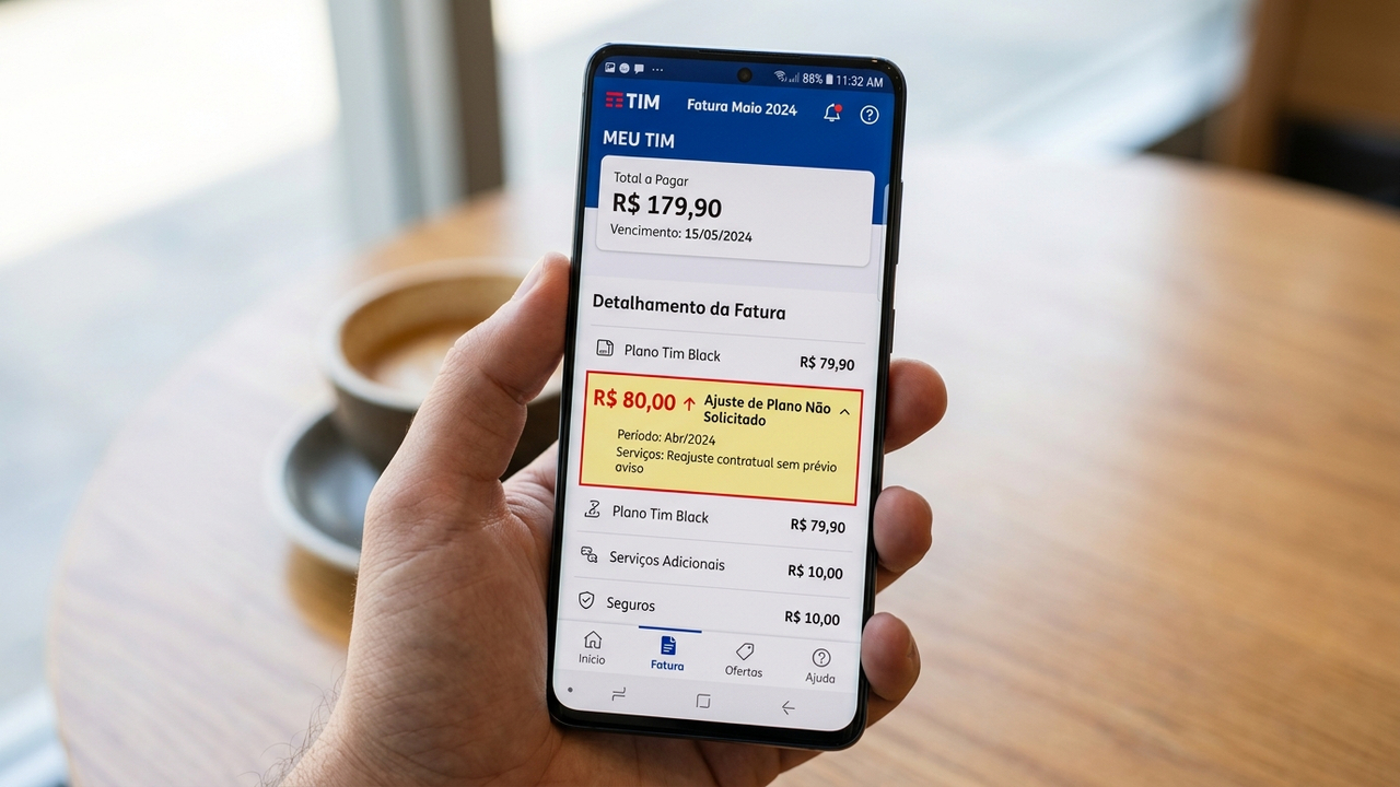 Operadora altera plano de celular sem aviso prévio, aumenta a fatura em R$ 80 e Justiça cancela o reajuste com devolução de valores em dobro