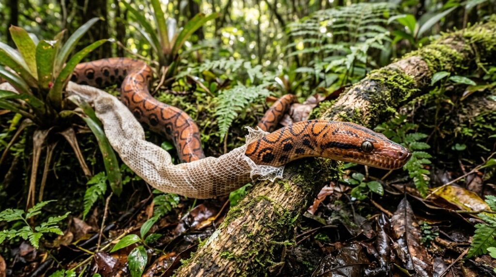 A troca de pele das cobras, chamada ecdise, acompanha o crescimento e provoca mudanças nos olhos e no comportamento