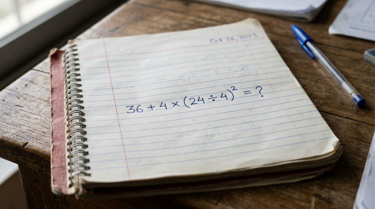 Você consegue acertar de primeira? Resolva 36 + 4 × (24 ÷ 4)² sem calculadora
