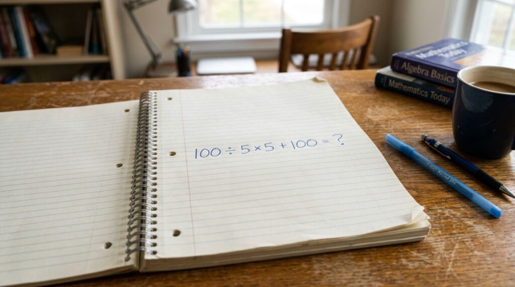 Resolva 100 ÷ 5 × 5 + 100 sem calculadora e prove se sua atenção é maior do que a pressa nessa conta