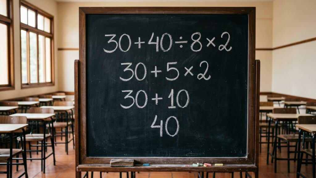 Poucos acertam de primeira: quanto é 30 + 40 ÷ 8 × 2? O resultado testa quem faz a conta rápido demais