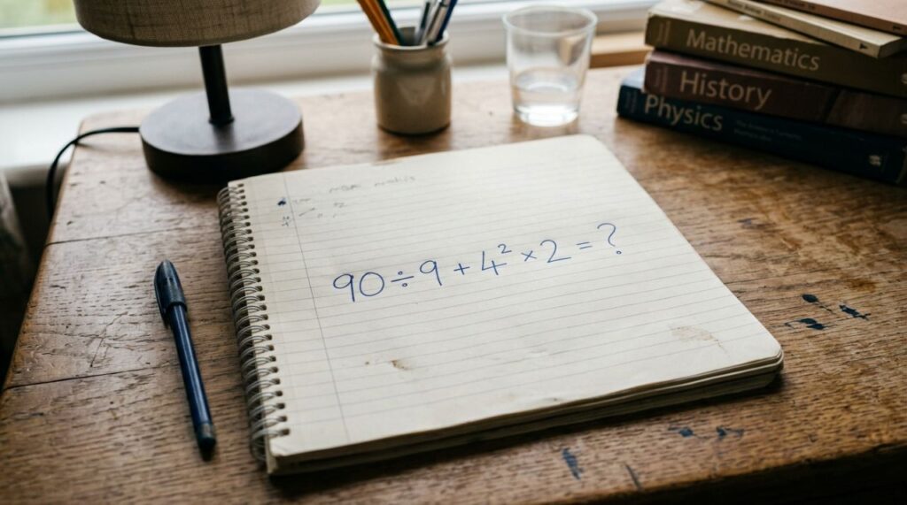 Parece simples demais, mas um detalhe muda toda a resposta: 90 ÷ 9 + 4² × 2
