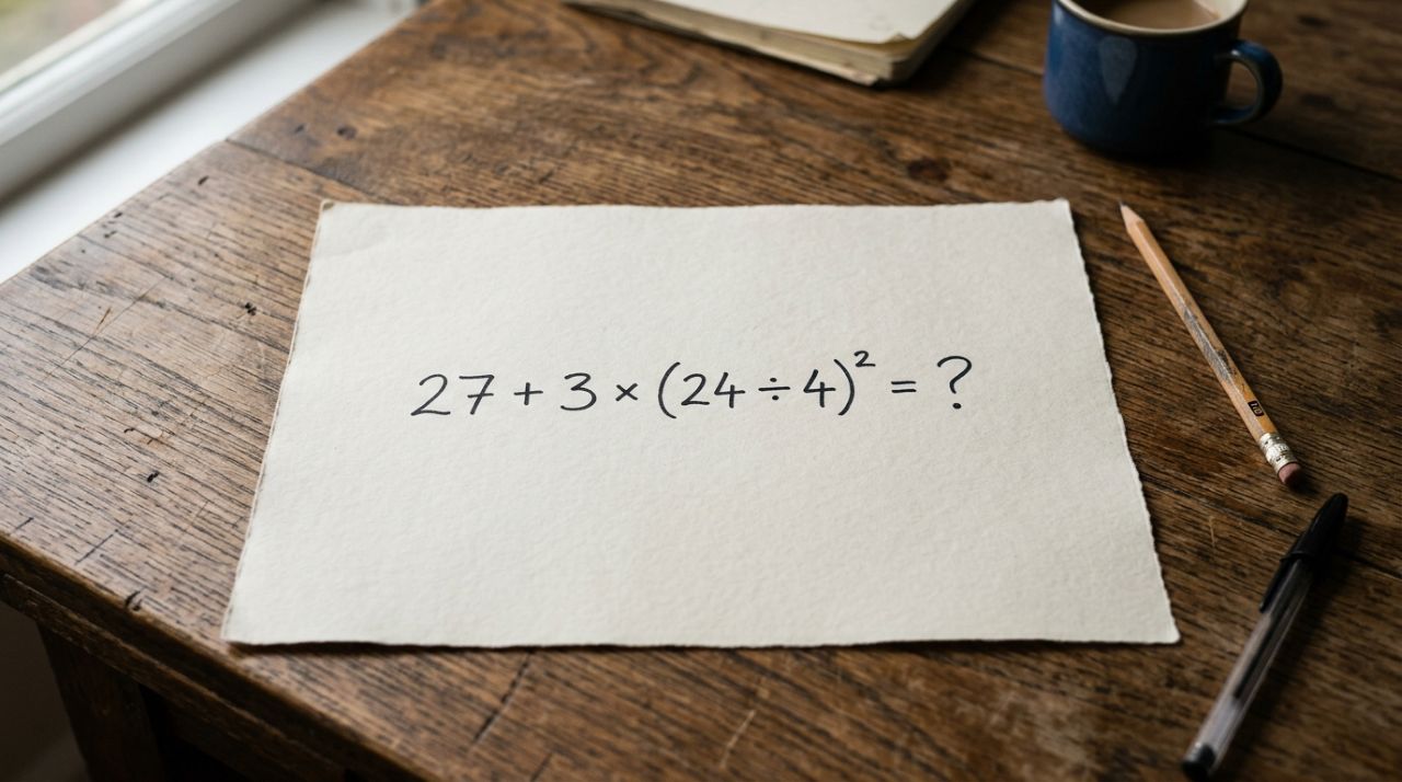 Você consegue acertar de primeira? Resolva 27 + 3 × (24 ÷ 4)² sem calculadora