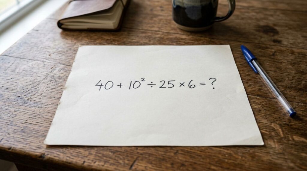 A conta 40 + 10² ÷ 25 × 6 pode confundir até quem era bom em matemática