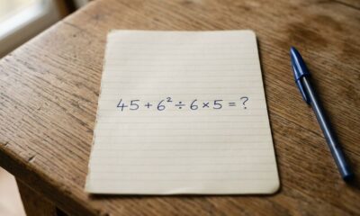 Resolva 45 + 6² ÷ 6 × 5 sem calculadora e teste sua atenção