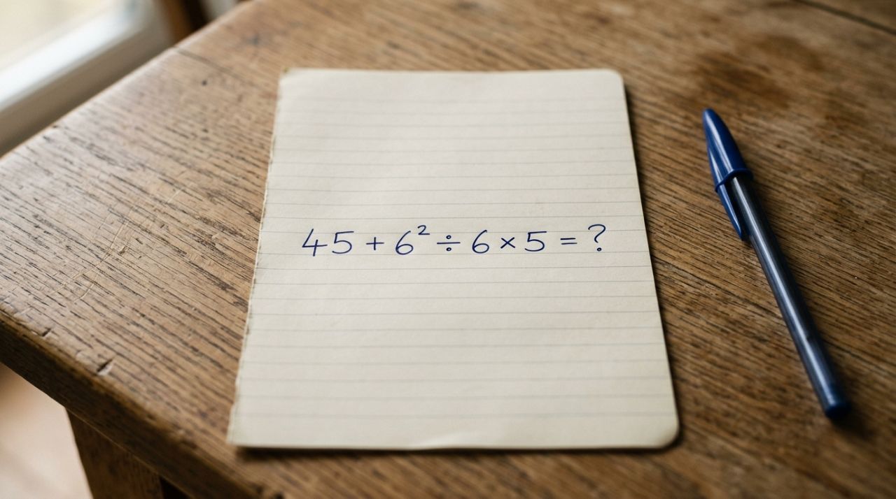Resolva 45 + 6² ÷ 6 × 5 sem calculadora e teste sua atenção