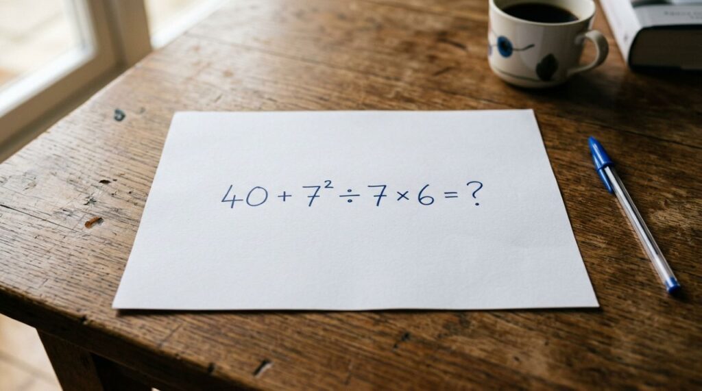Se você resolver 40 + 7² ÷ 7 × 6 de primeira, sua memória matemática está afiada