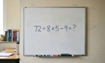 Qual número você encontrou? Resolva sem calculadora: 72 ÷ 8 × 5 − 9