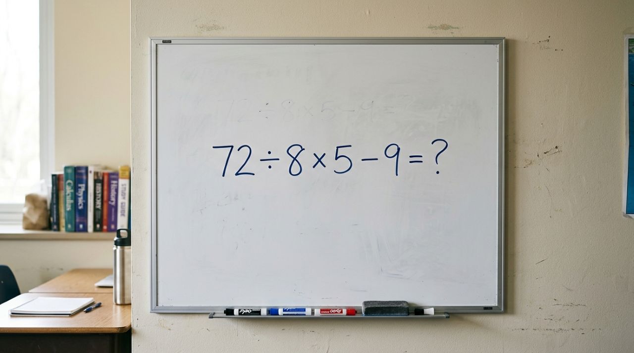 Qual número você encontrou? Resolva sem calculadora: 72 ÷ 8 × 5 − 9