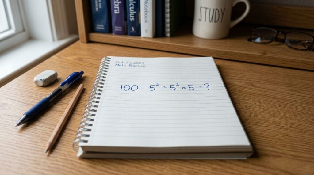 Se você resolver 100 − 5² ÷ 5² × 5 de primeira, sua atenção aos detalhes está acima da média