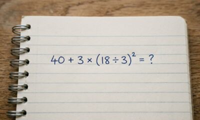 Desafio matemático: você consegue resolver 40 + 3 × (18 ÷ 3)² sem calculadora?