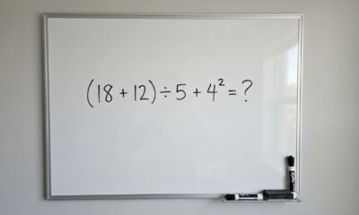 Essa conta parece fácil, mas muita gente erra na primeira tentativa: (18 + 12) ÷ 5 + 4²