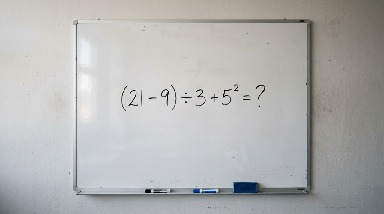 Desafio de matemática para testar sua atenção: (21 − 9) ÷ 3 + 5²
