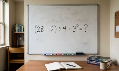 Você consegue resolver (28 − 12) ÷ 4 + 3³ sem consultar a calculadora?