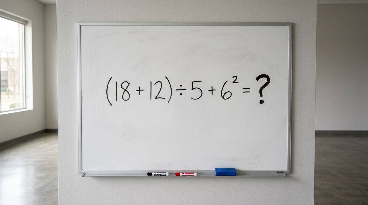 Você consegue resolver esta conta em menos de 30 segundos? (18 + 12) ÷ 5 + 6²