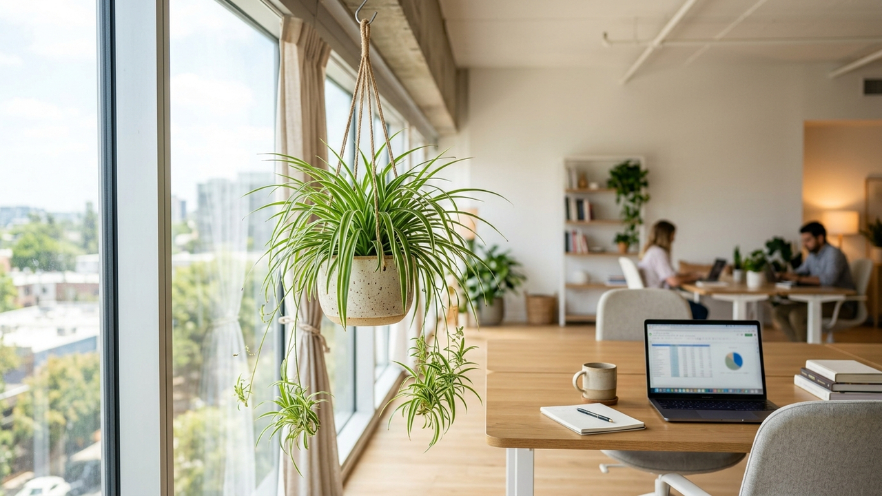 Cultivo de clorofito no escritório: para que serve o vaso da planta pendente que filtra o ar e afugenta pequenas aranhas tecedeiras naturalmente