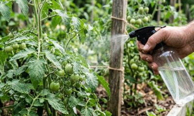 Borrifar chá de alho concentrado nas folhas e caules: o repelente caseiro potente que protege pés de tomate contra o ataque da broca-do-fruto