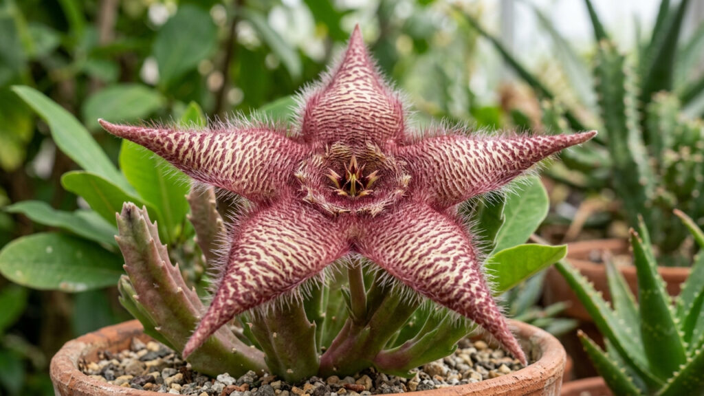 O cacto que não é cacto: a flor gigante felpuda que você deve manter longe da janela porque exala cheiro de carne crua para atrair moscas