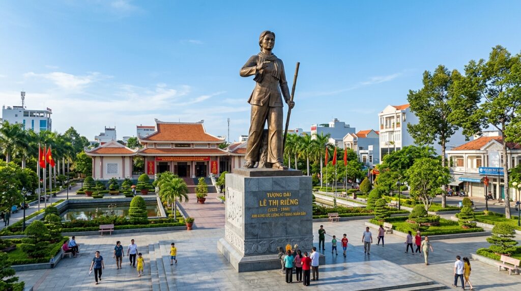 Estátua de Le Thi Rieng passa dos 8 metros e homenageia uma figura histórica de Bac Lieu