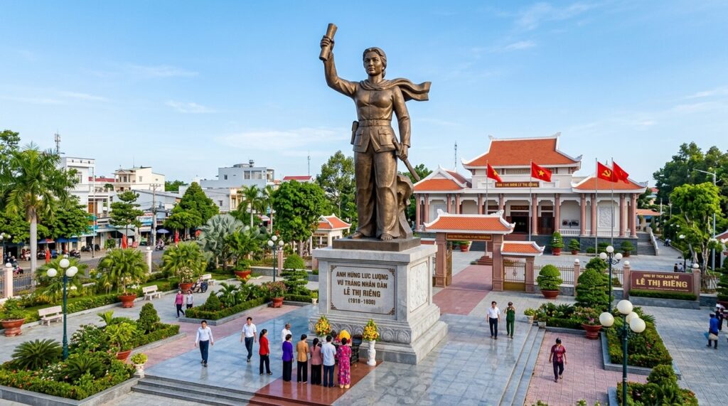 Estátua de Le Thi Rieng passa dos 8 metros e homenageia uma figura histórica de Bac Lieu