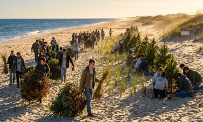 Em 2021, estudantes começaram a colocar árvores de Natal descartadas ao longo das dunas da Costa do Golfo para prender areia; a cada ano, cerca de 200 estudantes agora adicionam aproximadamente 3.000 plantas nativas ao redor delas