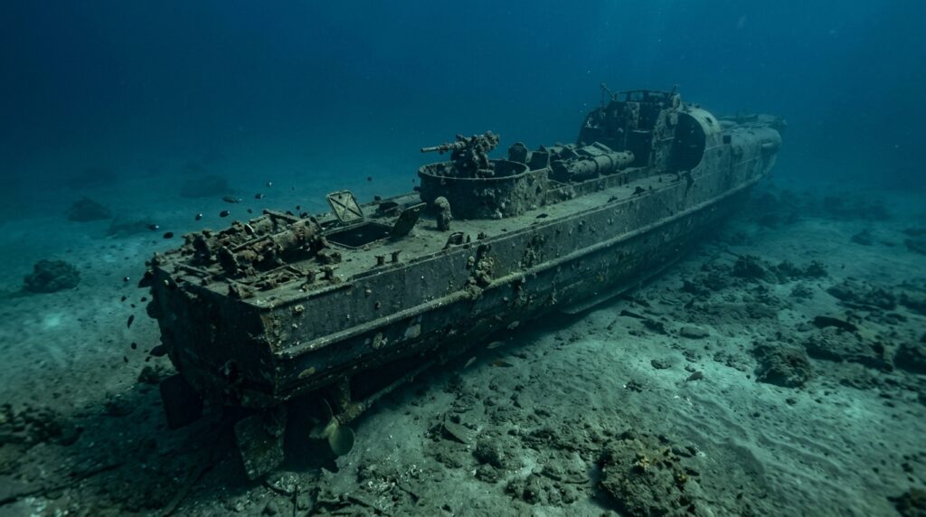 O naufrágio de um torpedeiro alemão da Segunda Guerra Mundial, único no mundo, descoberto quase intacto no fundo do mar na Grécia