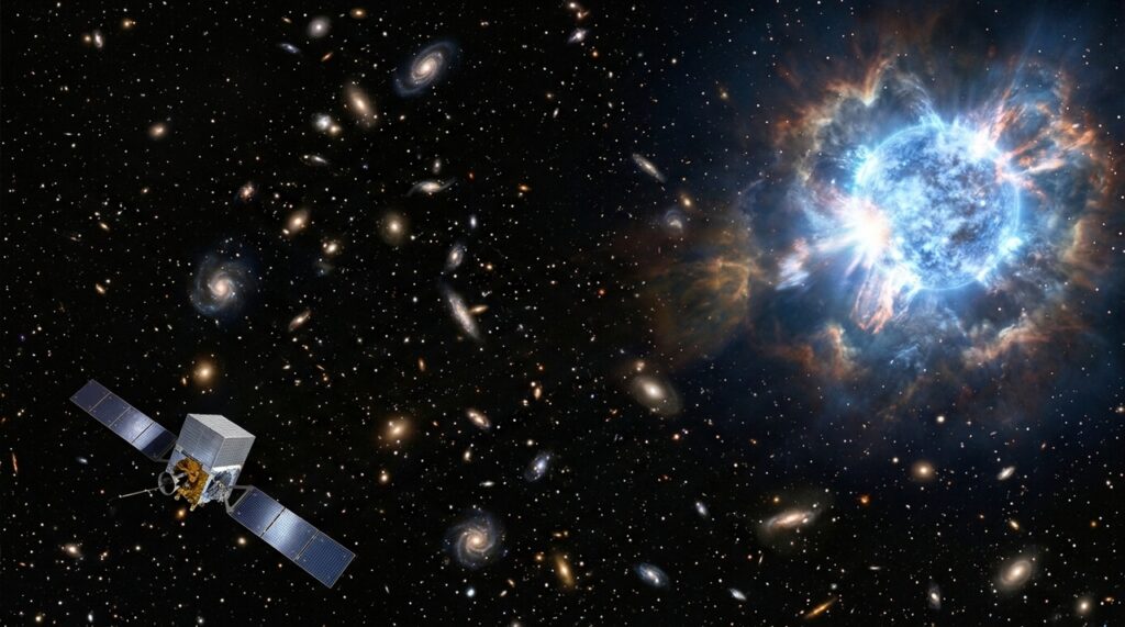 Fenômenos celestes extremos continuam a surpreender pesquisadores em todo o planeta, revelando segredos profundos sobre a evolução estelar e a dinâmica do universo distante. Cientistas analisaram recentemente dados vitais sobre um evento cósmico de proporções titânicas que aconteceu há bilhões de anos. O que causou essa colossal explosão de raios gama? Registros apontam que a detecção ocorreu graças a instrumentos avançados capazes de capturar radiação de alta energia vinda do espaço profundo. O evento, catalogado formalmente, intrigou especialistas pela sua duração incomum e pela intensidade impressionante da luz emitida. Especialistas sugerem que a origem remonta à morte violenta de uma estrela massiva localizada a sete bilhões de anos-luz. Essa distância colossal significa que o sinal levou eras viajando pelo vácuo antes de finalmente ser registrado pelos nossos telescópios modernos. Destaques tupi Principais aspectos observados durante a análise do evento cósmico recente. 1 Emissão intensa detectada a sete bilhões de anos-luz. 2 Relação direta com o colapso de uma estrela supergigante. 3 Uso de dados espaciais para mapear a radiação gama. Como os astrônomos conseguiram registrar tal evento? Satélites orbitais equipados com sensores altamente sensíveis desempenharam um papel central na captura inicial dos raios gama emitidos. Esse monitoramento constante permite que a comunidade científica mapeie com precisão fontes distantes de radiação cósmica. A tecnologia espacial moderna facilita a identificação de padrões luminosos que antes passavam totalmente despercebidos pelos observatórios terrestres tradicionais. O avanço instrumental garante respostas rápidas diante de surtos estelares de curta duração e alta potência. Qual a relação com o colapso de uma estrela supergigante? Pesquisadores indicam que o fenômeno estudado reflete a destruição monumental de um astro com características físicas muito peculiares. Essa transformação extrema gera ondas de choque capazes de ionizar o meio interestelar ao redor com elevada eficiência energética. tupi Morte Estelar O fim dramático de astros massivos Estrelas supergigantes passam por transformações violentas antes de esgotarem todo o seu combustível nuclear interno. O colapso gravitacional resultante costuma liberar jatos poderosos de energia pura capazes de cruzar o cosmos. Compreender esses mecanismos ajuda a traçar paralelos entre diferentes gerações de estrelas que moldaram o tecido do universo primitivo. A análise detalhada fornece valiosas pistas sobre a física aplicada em ambientes cósmicos severos e distantes. Entre as principais características apontadas pelos pesquisadores, destacam-se os seguintes fatores: Liberação maciça de radiação gama em direções específicas do espaço. Transformações profundas na estrutura interna de astros supermassivos. Propagação de sinais luminosos por eras através do vácuo cósmico. 💯 Leia também: Explosão cósmica misteriosa intriga cientistas e desafia teorias atuais Por que essa descoberta desafia modelos teóricos anteriores? A raridade do evento exigiu revisão de modelos matemáticos que tentavam explicar a longevidade e o comportamento de supergigantes azuis. Cientistas perceberam que algumas fases evolutivas podem gerar explosões atípicas sem seguir um padrão linear pré-estabelecido. Essas discrepâncias estimulam a formulação de novas hipóteses sobre o ciclo de vida de corpos celestes massivos em galáxias distantes. O monitoramento contínuo assegura que novas teorias sejam testadas rigorosamente com base em dados empíricos recentes. Os principais pontos levantados pelos especialistas contemplam os seguintes aspectos: Revisão de parâmetros antigos sobre o comportamento de supergigantes. Necessidade de novos modelos para explicar radiação de alta energia. Importância da cooperação internacional em observatórios espaciais. O que esperar das futuras observações de raios gama? Novos telescópios em desenvolvimento prometem ampliar nossa capacidade de rastrear eventos transientes com muito mais nitidez e agilidade. A comunidade científica permanece atenta a sinais luminosos que possam surgir em regiões remotas do firmamento. 🔗 Fonte: Referências: “The Christmas Burst”, dos autores Francis Reddy, Bruce Gendre e Andrew Levan, publicado no NASA Goddard Space Flight Center Scientific Visualization Studio. Investimentos em tecnologia avançada garantem que o estudo do cosmos continue revelando os mistérios mais profundos da nossa existência galáctica. Cada nova detecção reforça o compromisso global com a expansão do conhecimento astronômico em benefício da ciência moderna.