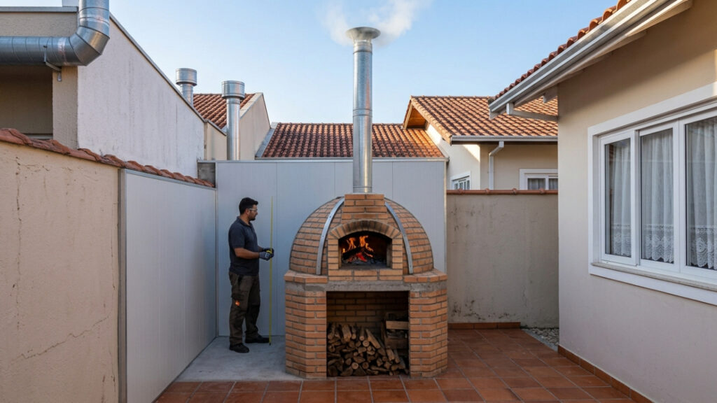 Vizinho instala forno de pizzaria encostado na parede do quarto ao lado, calor e fumaça passam a incomodar todas as noites