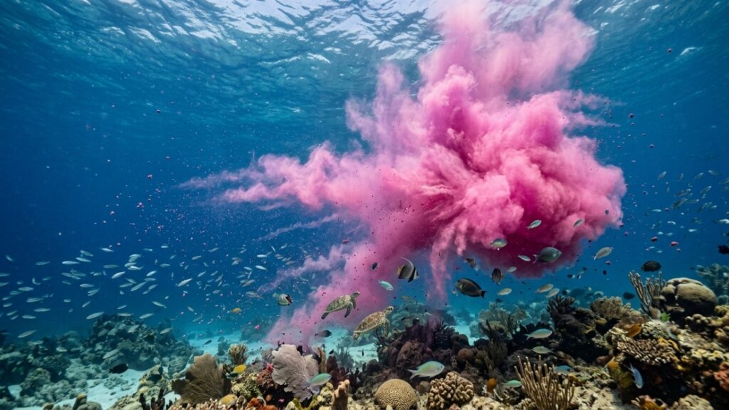 Cientistas tingem parte do oceano de rosa e despejam 62 mil litros de soda cáustica em um experimento para combater as mudanças climáticas