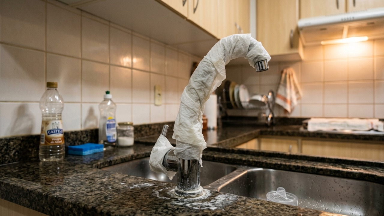 Enrolar papel toalha com vinagre na torneira à noite: para que serve e por que deixar agir por algumas horas