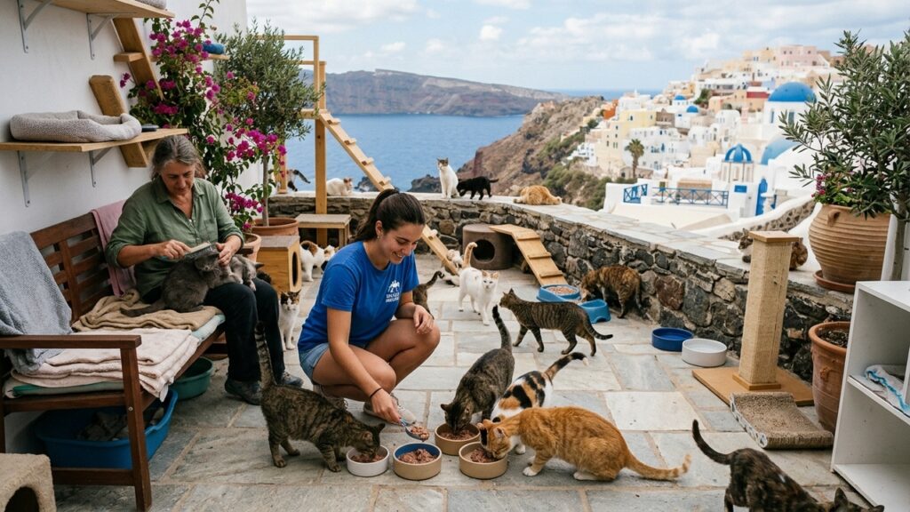 Ilha na Grécia oferece hospedagem para quem cuidar de gatos resgatados