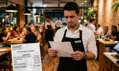 Bar desconta conta de R$ 300 do salário do garçom após cliente fugir sem pagar e juiz proíbe a prática por repassar o risco do negócio ao funcionário