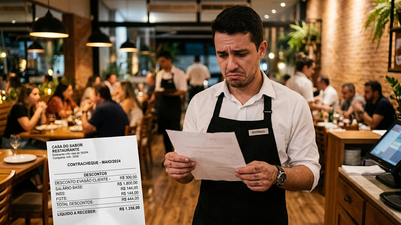 Bar desconta conta de R$ 300 do salário do garçom após cliente fugir sem pagar e juiz proíbe a prática por repassar o risco do negócio ao funcionário