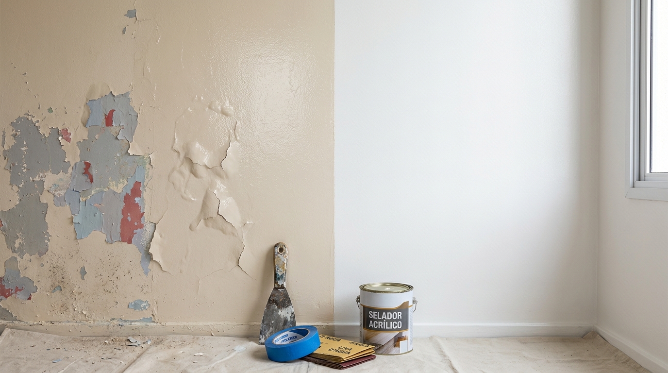 Pintor com 25 anos de experiência afirma: 8 em cada 10 pinturas que descascam em menos de um ano falham pelo mesmo erro na preparação da parede, e ensina o teste da fita adesiva que qualquer morador faz em dois minutos